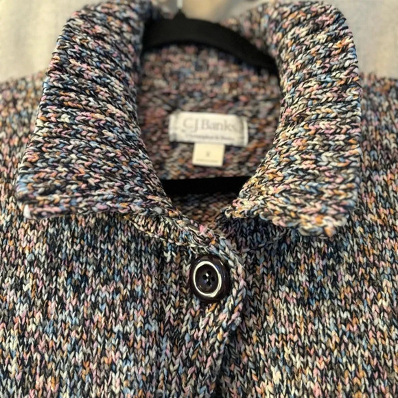 C.J. Banks One Button Open Cardigan Sweater. Size X. Pink, blue black and white - Picture 2 of 6